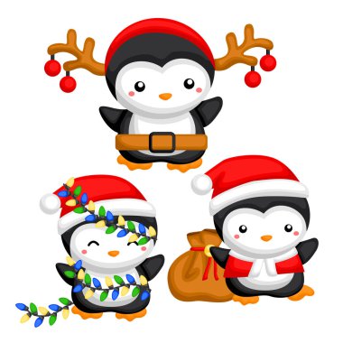 Şirin Noel Pengueni Hayvan Tatil Partisi Çizgi Film Çizimi Vekil Clipart Çıkartma Arkaplanı