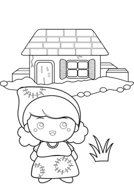 Sevimli Çocuk Kız ve Jack 'ten Ev Binası ve Fasulye Sırığı Masalı Klasik Çizgi Film Çocuklar ve Yetişkinler İçin Tatil Etkinliği