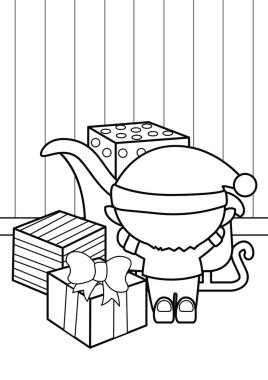 Şirin Çocuklar Elf Atölyesi Noel Karakteri Çocuklar ve Yetişkinler için Çizgi Film Etkinliği 