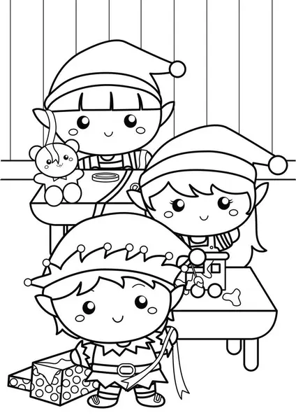 Şirin Çocuklar Elf Atölyesi Noel Karakteri Çocuklar ve Yetişkinler için Çizgi Film Etkinliği 