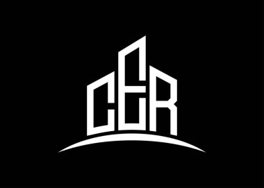CER harfi, vektör monogram logo tasarım şablonu oluşturuyor. Bina Biçimi CER logosu.