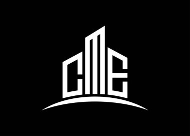 Harf CME vektör monogram logo tasarım şablonu oluşturuyor. Bina Biçimi CME logosu.