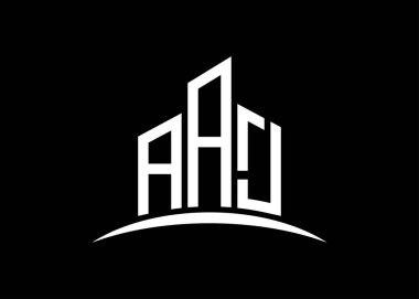 Harf AAJ vektör monogram logo tasarım şablonu oluşturuyor. Bina Şekli AAJ logosu.