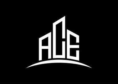 ACE harfi, vektör monogram logo tasarım şablonu oluşturuyor. Bina Şekli ACE logosu.