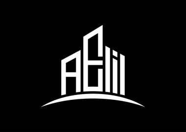 Harf AEI vektör monogram tasarım şablonu oluşturuyor. Bina Şekli AEI logosu.