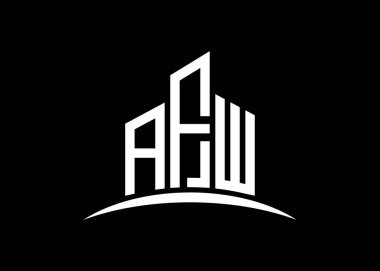 AFW harfi, vektör monogram logo tasarım şablonu oluşturuyor. Bina Şekli AFW logosu.