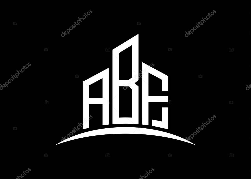 Letter ABF building vector monogram logo design template. Building Shape ABF logo.