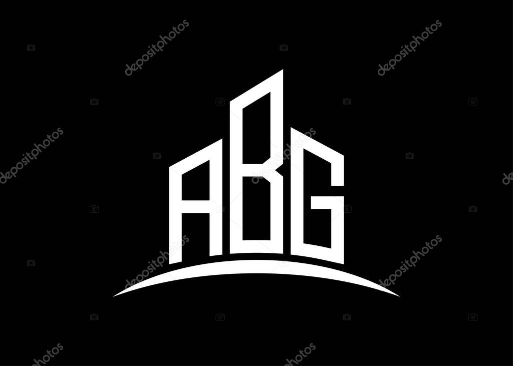 Letter ABG building vector monogram logo design template. Building Shape ABG logo.
