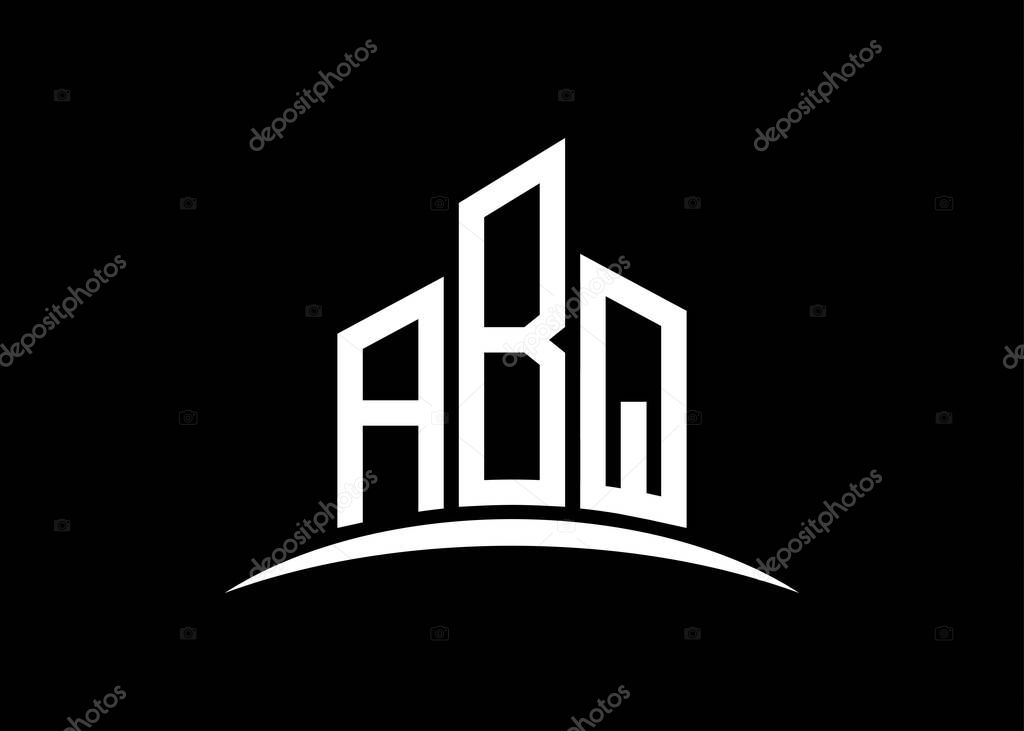 Letter ABQ building vector monogram logo design template. Building Shape ABQ logo.