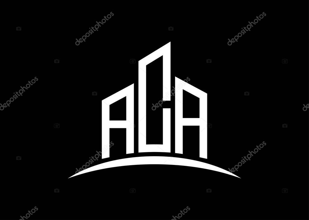 Letter ACA building vector monogram logo design template. Building Shape ACA logo.