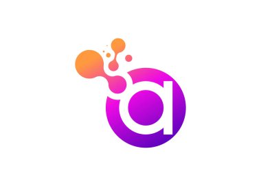 Harf A Technology vektör logo tasarım şablonu. A molekülü, bilim ve biyoteknoloji vektör logosu 1