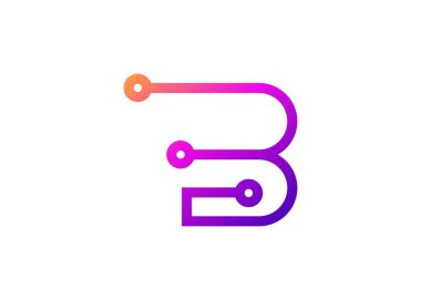 Harf B Technology vektör logo tasarım şablonu. B harfi molekülü, bilim ve biyoteknoloji vektör logosu