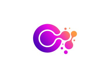 C Harfi Teknoloji Vektör Logo Tasarım Şablonu. C harfi molekülü, bilim ve biyoteknoloji vektör logosu