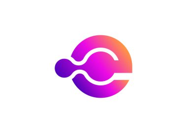 E Harfi Teknoloji Vektör Logo Tasarım Şablonu. E harfi molekülü, bilim ve biyoteknoloji vektör logosu