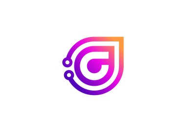 C Harfi Teknoloji Vektör Logo Tasarım Şablonu. C harfi molekülü, bilim ve biyoteknoloji vektör logosu
