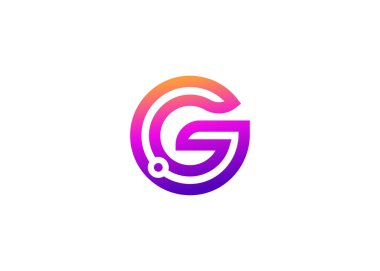 G Harfi Teknoloji Vektör Logo Tasarım Şablonu. G harfi molekülü, bilim ve biyoteknoloji vektör logosu