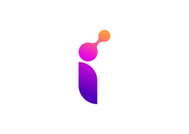 Harf i Technology vektör logo tasarım şablonu. I harfi molekülü, bilim ve biyoteknoloji vektör logosu.