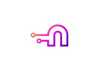 Harf N Technology vektör logo tasarım şablonu. N harfi molekülü, bilim ve biyoteknoloji vektör logosu