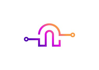 Harf N Technology vektör logo tasarım şablonu. N harfi molekülü, bilim ve biyoteknoloji vektör logosu