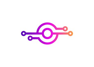 Harf O Technology vektör logo tasarım şablonu. Harf O molekül, Bilim ve Biyoloji Teknolojisi Vektör logosu