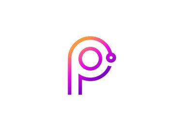 P Teknoloji Harfi vektör logo tasarım şablonu. P harfi molekülü, bilim ve biyoteknoloji vektör logosu