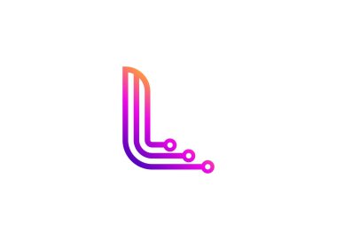 Harf L Technology vektör logo tasarım şablonu. L harfi molekülü, bilim ve biyoteknoloji vektör logosu