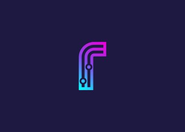Harf R Technology vektör logo tasarım şablonu. R harfi molekülü, bilim ve biyoteknoloji vektör logosu
