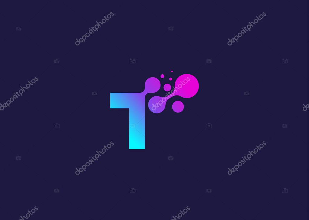 Letter T Technology vector monogram logo design template. Letter T molecule, Science and Bio technology Vector logo