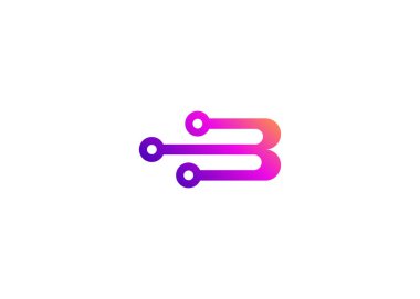 Harf B Technology vektör logo tasarım şablonu. B harfi molekülü, bilim ve biyoteknoloji vektör logosu tasarımı