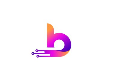 Harf B Technology vektör logo tasarım şablonu. B harfi molekülü, bilim ve biyoteknoloji vektör logosu tasarımı