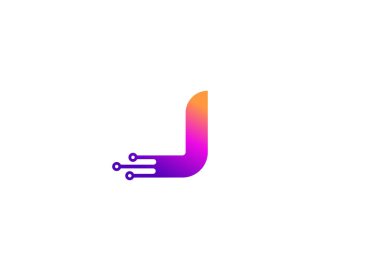 Harf J Technology vektör logo tasarım şablonu. J harfi molekülü, bilim ve biyoteknoloji vektör logosu tasarımı