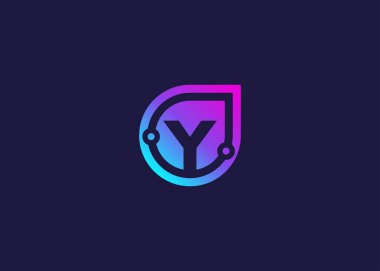 Y teknolojisi harfli vektör logo tasarım şablonu. Y harfi molekülü, bilim ve biyoteknoloji vektör logosu  