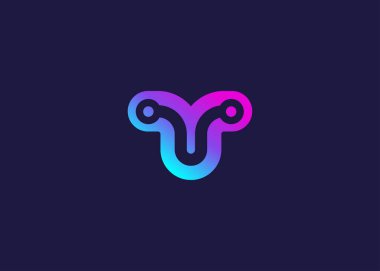 Y teknolojisi harfli vektör logo tasarım şablonu. Y harfi molekülü, bilim ve biyoteknoloji vektör logosu