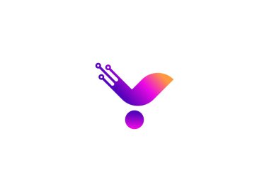 Y teknolojisi harfli vektör logo tasarım şablonu. Y harfi molekülü, bilim ve biyoteknoloji vektör logosu tasarımı