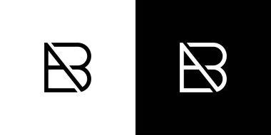 Minimalist harf B A monogram tasarım vektörü şablonu