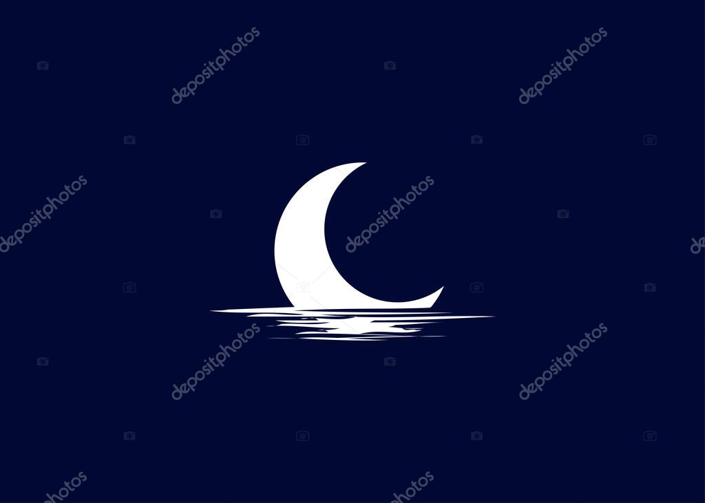 Minimalist moon logo design vector template