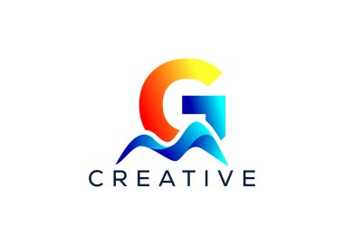 Minimum G harfi dağ logosu tasarım vektör şablonu. Baş harf G tepe vektör logosu