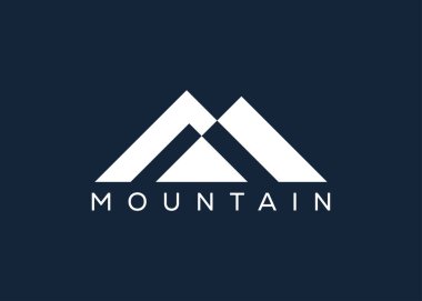 Minimal Dağ logosu tasarım vektör şablonu. Tepe vektör logosu