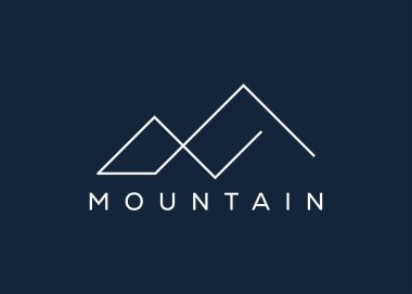 Minimal Dağ logosu tasarım vektör şablonu. Tepe vektör logosu