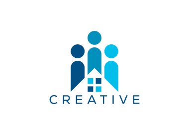 Minimalist ev ve logo tasarım vektör şablonu. Sosyal konut logosu