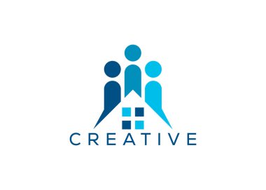 Minimalist ev ve logo tasarım vektör şablonu. Sosyal konut logosu