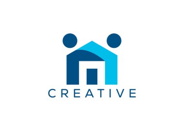 Minimalist ev ve logo tasarım vektör şablonu. Sosyal konut logosu