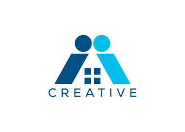 Minimalist ev ve logo tasarım vektör şablonu. Sosyal konut logosu