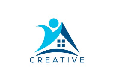 Minimalist ev ve logo tasarım vektör şablonu. Sosyal konut logosu