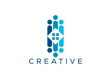 Minimalist ev ve logo tasarım vektör şablonu. Sosyal konut logosu