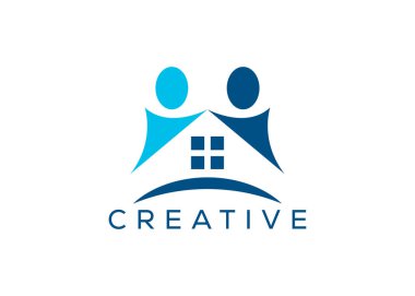 Minimalist ev ve logo tasarım vektör şablonu. Sosyal konut logosu