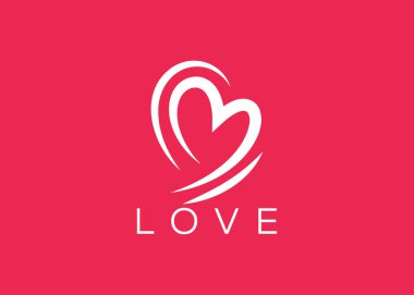 Minimalist Love logo tasarım vektör şablonu. Yaratıcı kırmızı kalp şekli logosu
