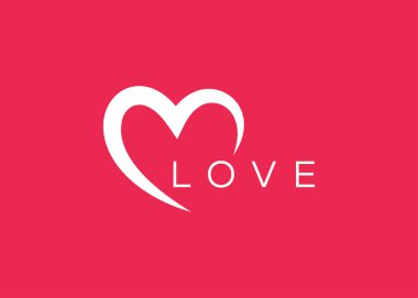 Minimalist Love logo tasarım vektör şablonu. Yaratıcı kırmızı kalp şekli logosu