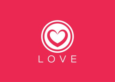 Minimalist Love logo tasarım vektör şablonu. Yaratıcı kırmızı kalp şekli logosu