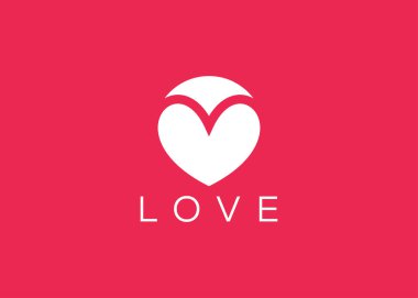 Minimalist Love logo tasarım vektör şablonu. Yaratıcı kırmızı kalp şekli logosu